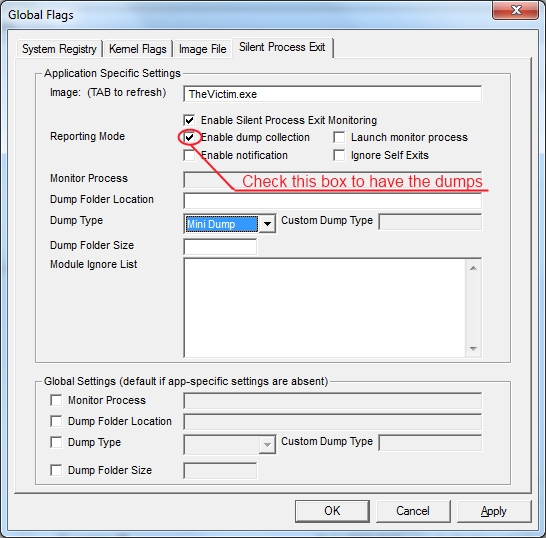 GFlags_SilentExitWithDumps